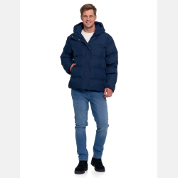 GRANATOWA męska kurtka puchowa boxy z kapturem ZIMOWA  MORAJ